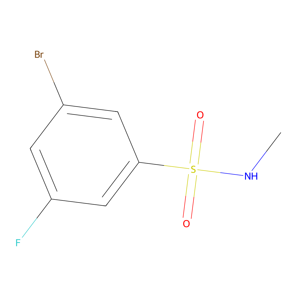3-Bromo-5-fluoro-N-methylbenzene-1-sulfonamide molecular structure, CAS 1198614-92-4
