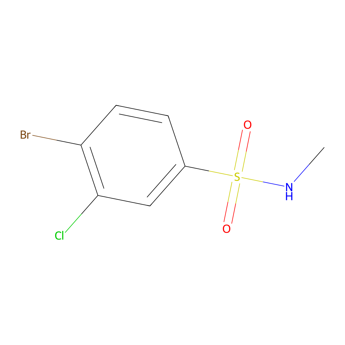 4-Bromo-3-chloro-N-methylbenzene-1-sulfonamide molecular structure, CAS 1198615-11-0