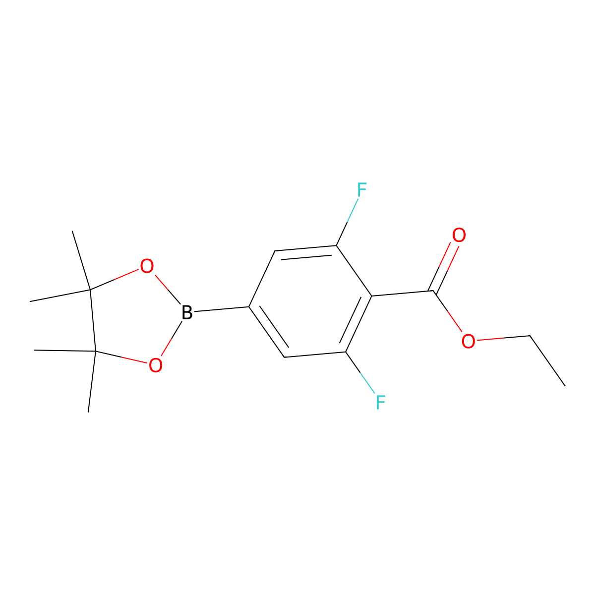 Ethyl 2,6-difluoro-4-(4,4,5,5-tetramethyl-1,3,2-dioxaborolan-2-yl)benzoate molecular structure, CAS 1198615-67-6