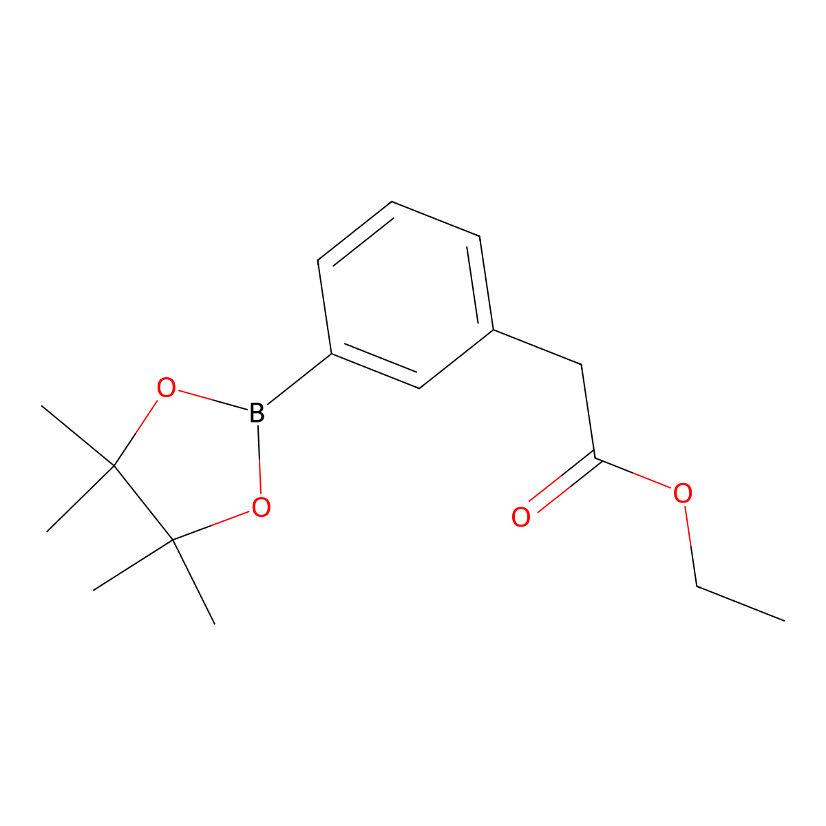 Ethyl 2-(3-(4,4,5,5-tetramethyl-1,3,2-dioxaborolan-2-yl)phenyl)acetate molecular structure, CAS 1198615-70-1