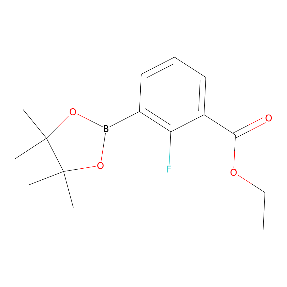 Ethyl 2-fluoro-3-(4,4,5,5-tetramethyl-1,3,2-dioxaborolan-2-yl)benzoate molecular structure, CAS 1198615-86-9