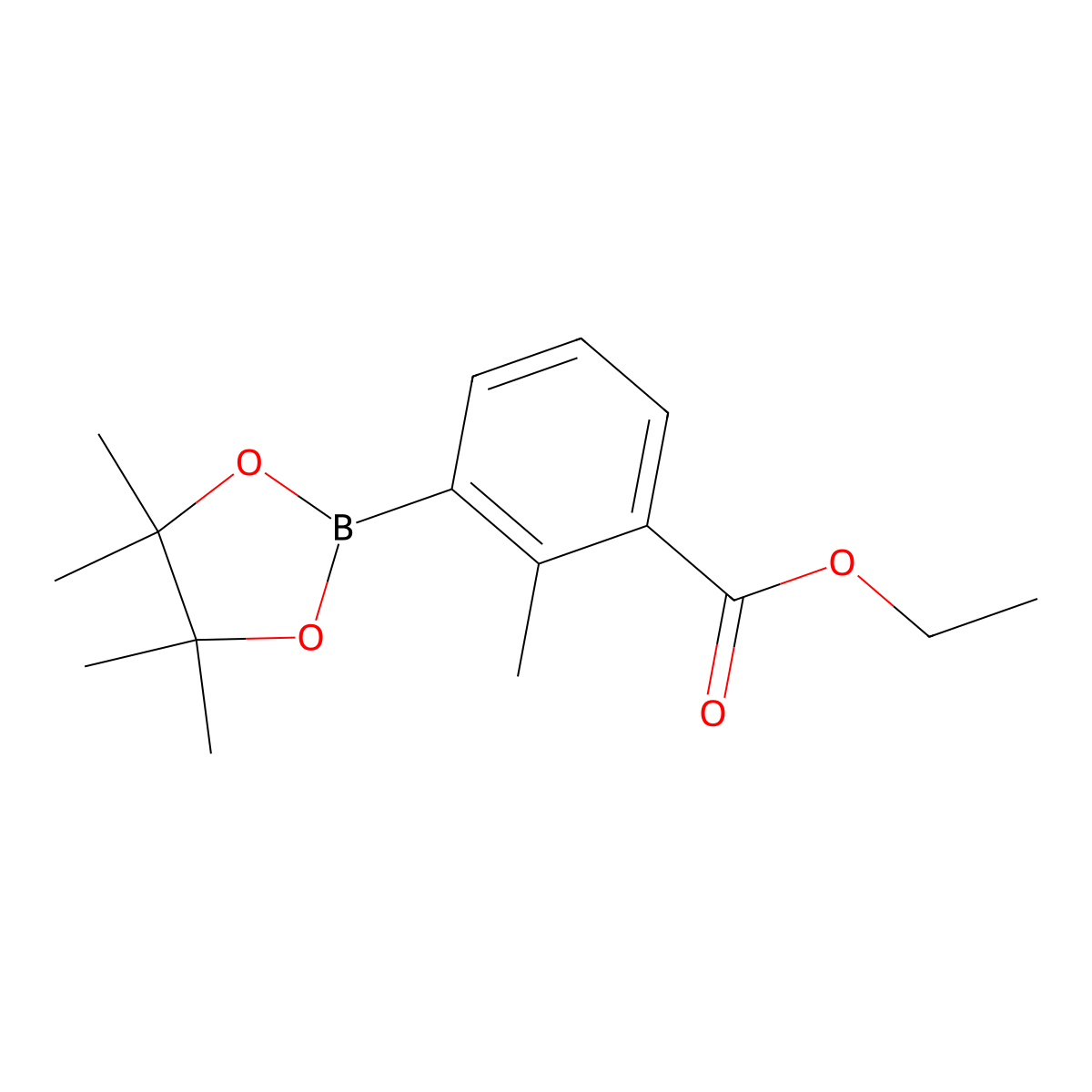 Ethyl 2-methyl-3-(4,4,5,5-tetramethyl-1,3,2-dioxaborolan-2-yl)benzoate molecular structure, CAS 1198615-87-0