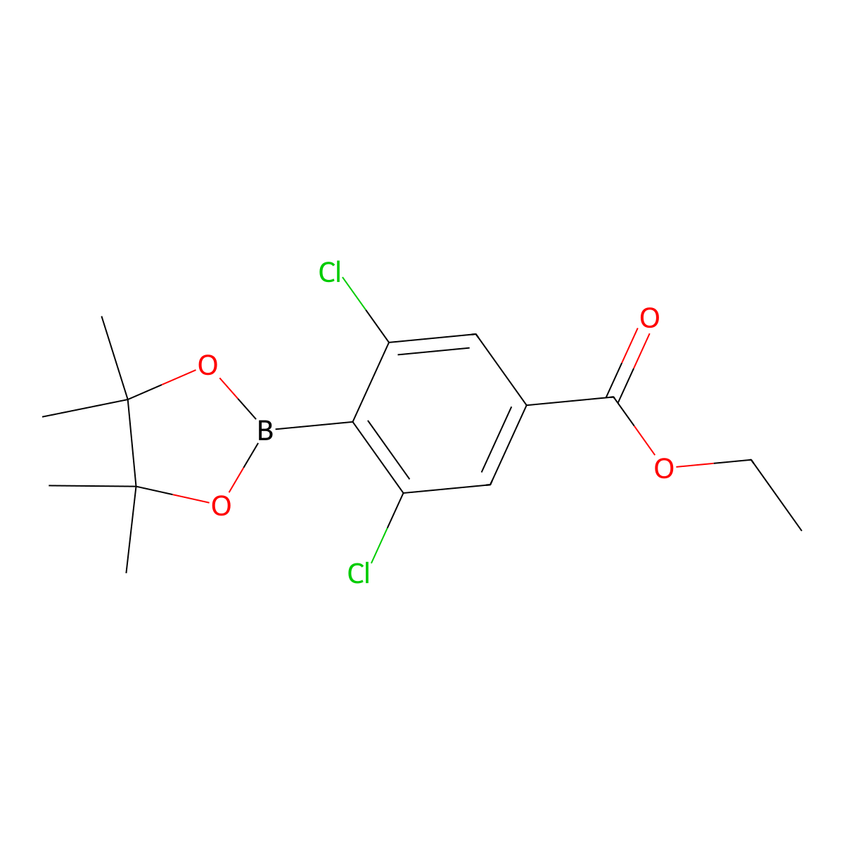 Ethyl 3,5-dichloro-4-(4,4,5,5-tetramethyl-1,3,2-dioxaborolan-2-yl)benzoate molecular structure, CAS 1198615-97-2