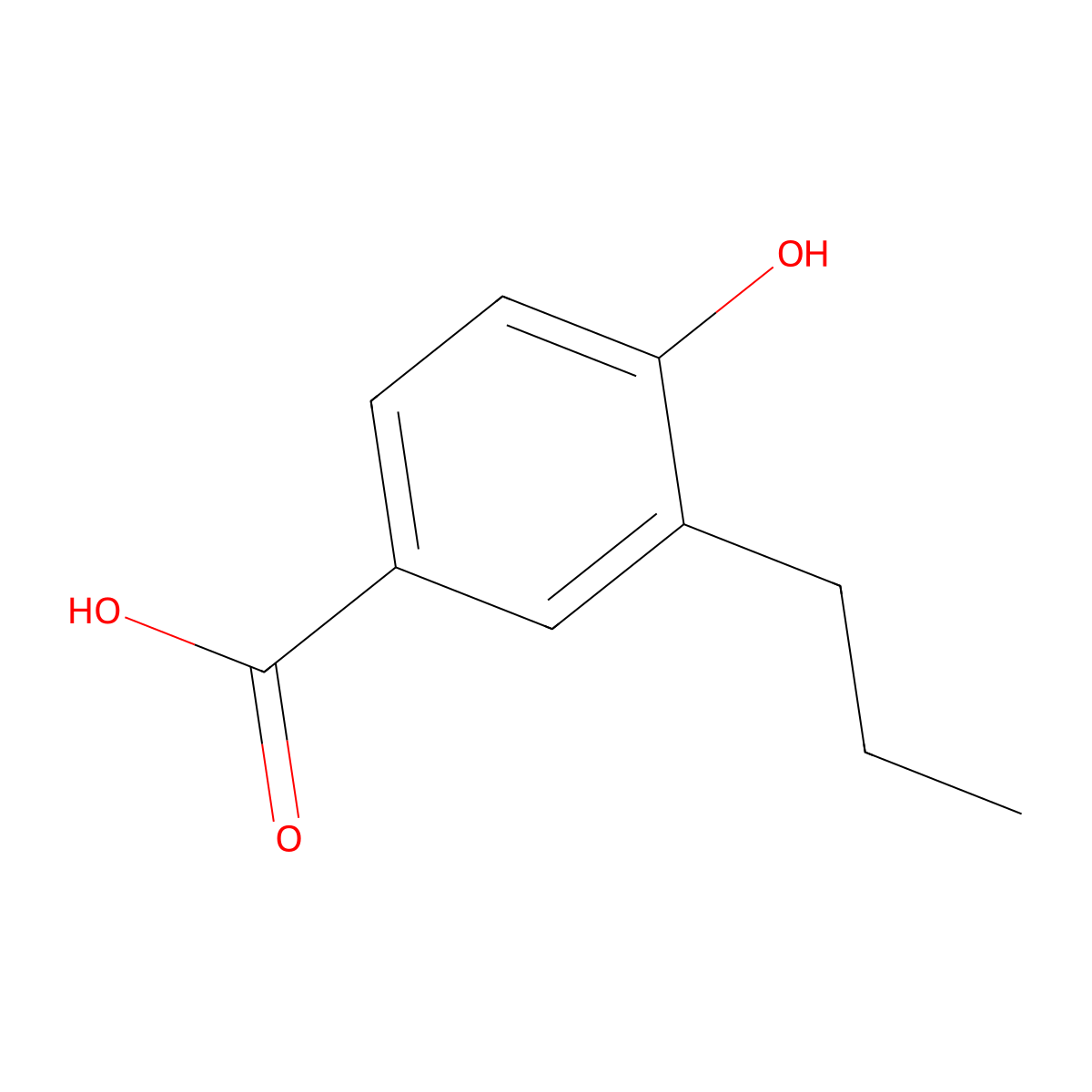 4-Hydroxy-3-propylbenzoic acid molecular structure, CAS 119865-13-3