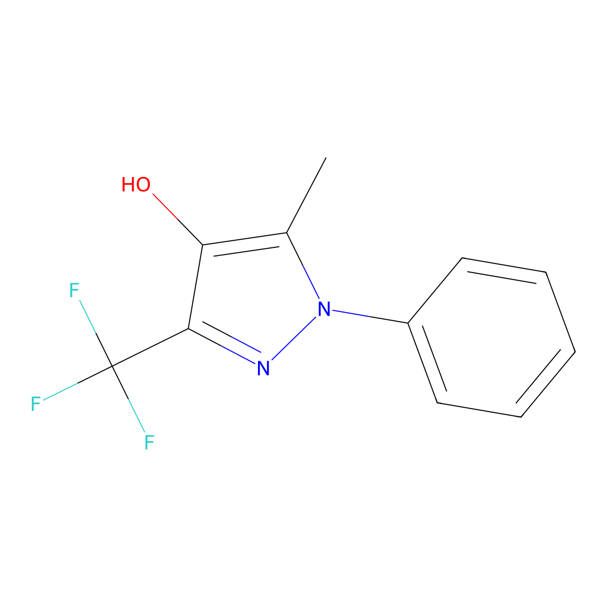 5-methyl-1-phenyl-3-(trifluoromethyl)-1H-pyrazol-4-ol molecular structure, CAS 119868-25-6