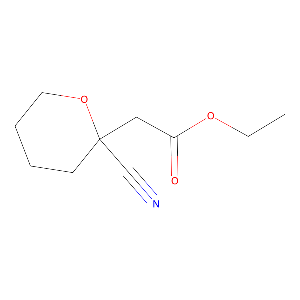 (2-Cyano-tetrahydro-pyran-2-yl)-acetic acid ethyl ester molecular structure, CAS 119873-49-3