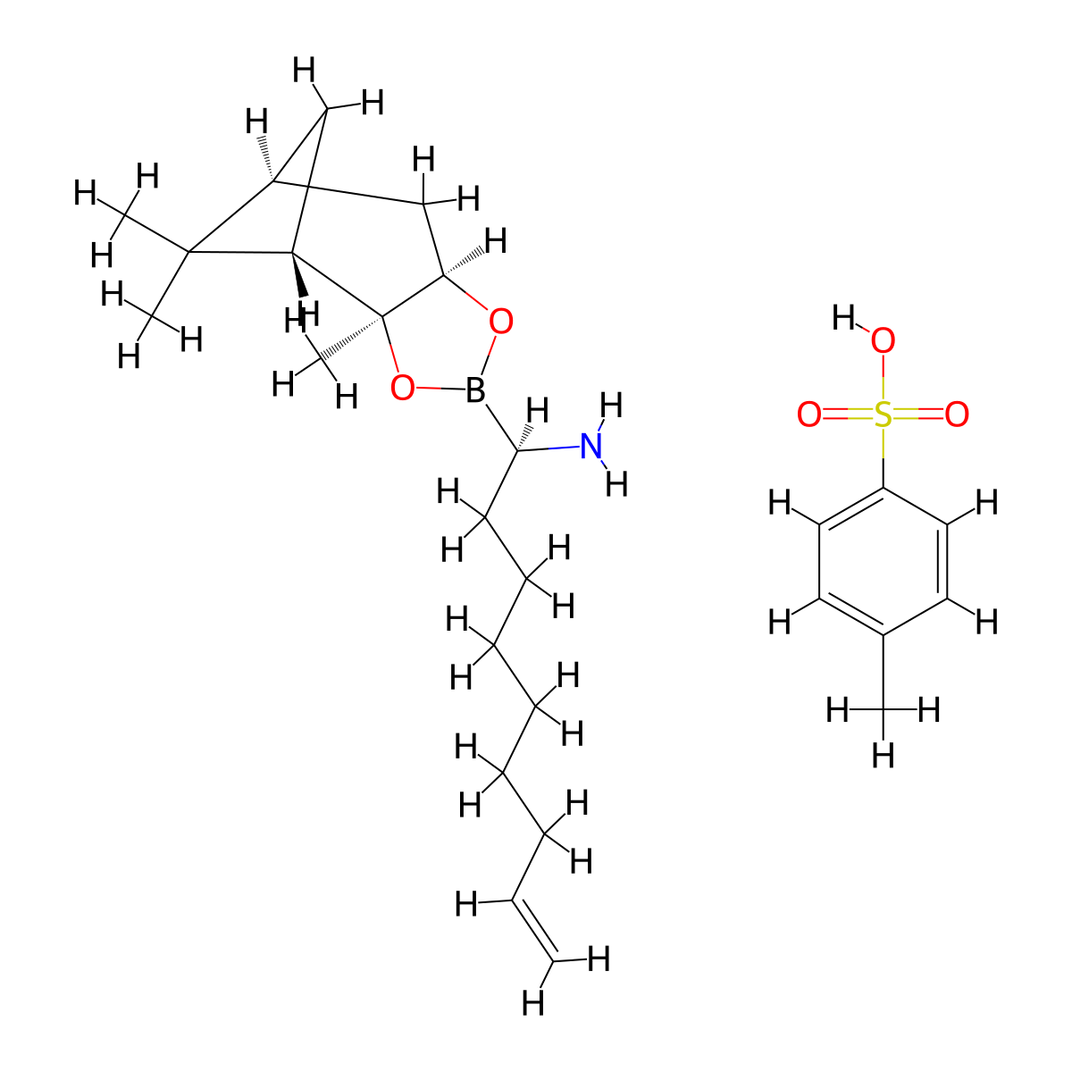 (R)-1-Aminonon-8-enylboronic acid, pinanediol ester tosylate molecular structure, CAS 1198772-70-1