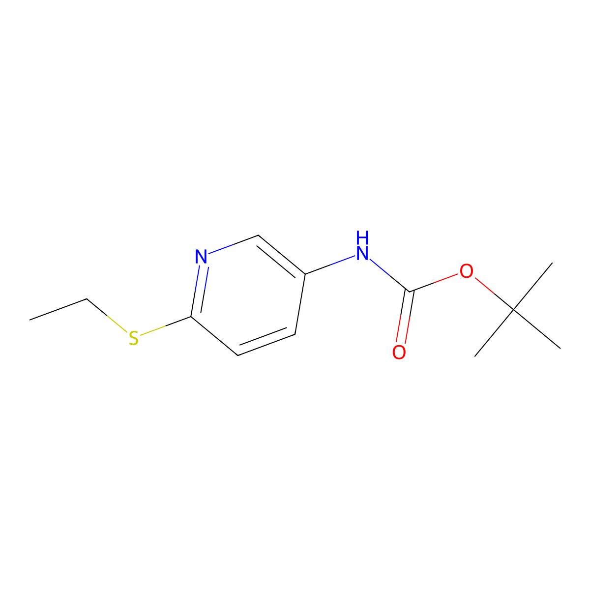 tert-Butyl (6-(ethylthio)pyridin-3-yl)carbamate molecular structure, CAS 1198785-11-3