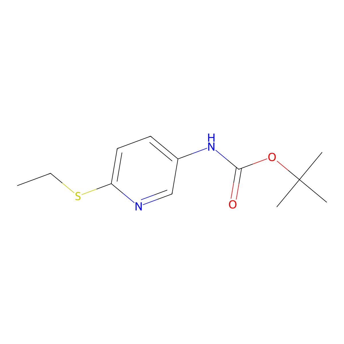 tert-Butyl (6-(ethylthio)pyridin-3-yl)carbamate molecular structure, CAS 1198785-11-3