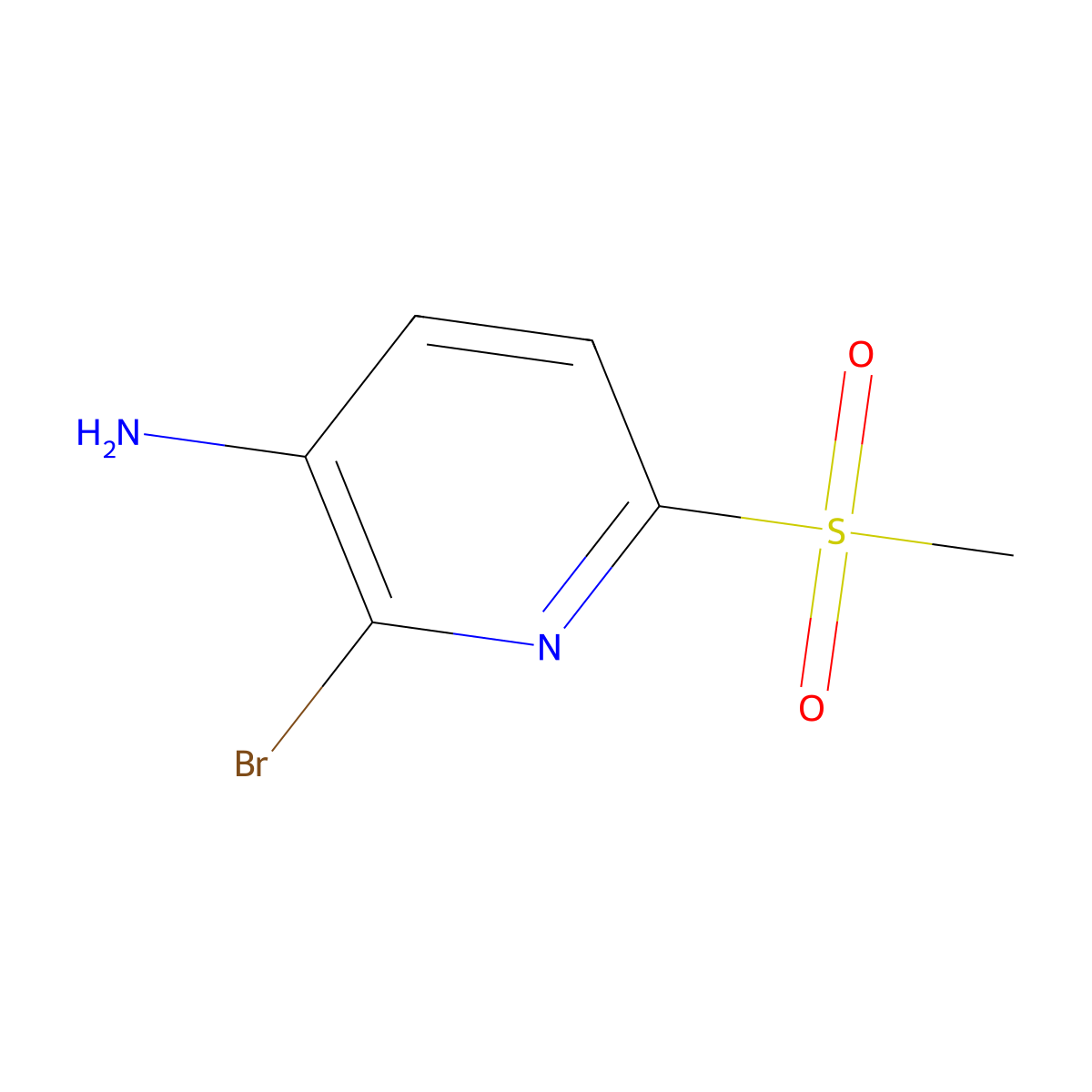 2-Bromo-6-methanesulfonylpyridin-3-amine molecular structure, CAS 1198785-18-0