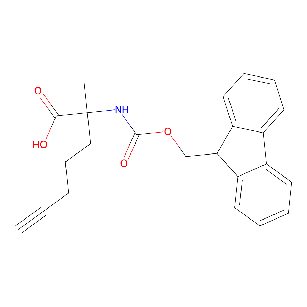 (R)-2-((((9H-fluoren-9-yl)methoxy)carbonyl)amino)-2-methylhept-6-ynoic acid molecular structure, CAS 1198791-56-8