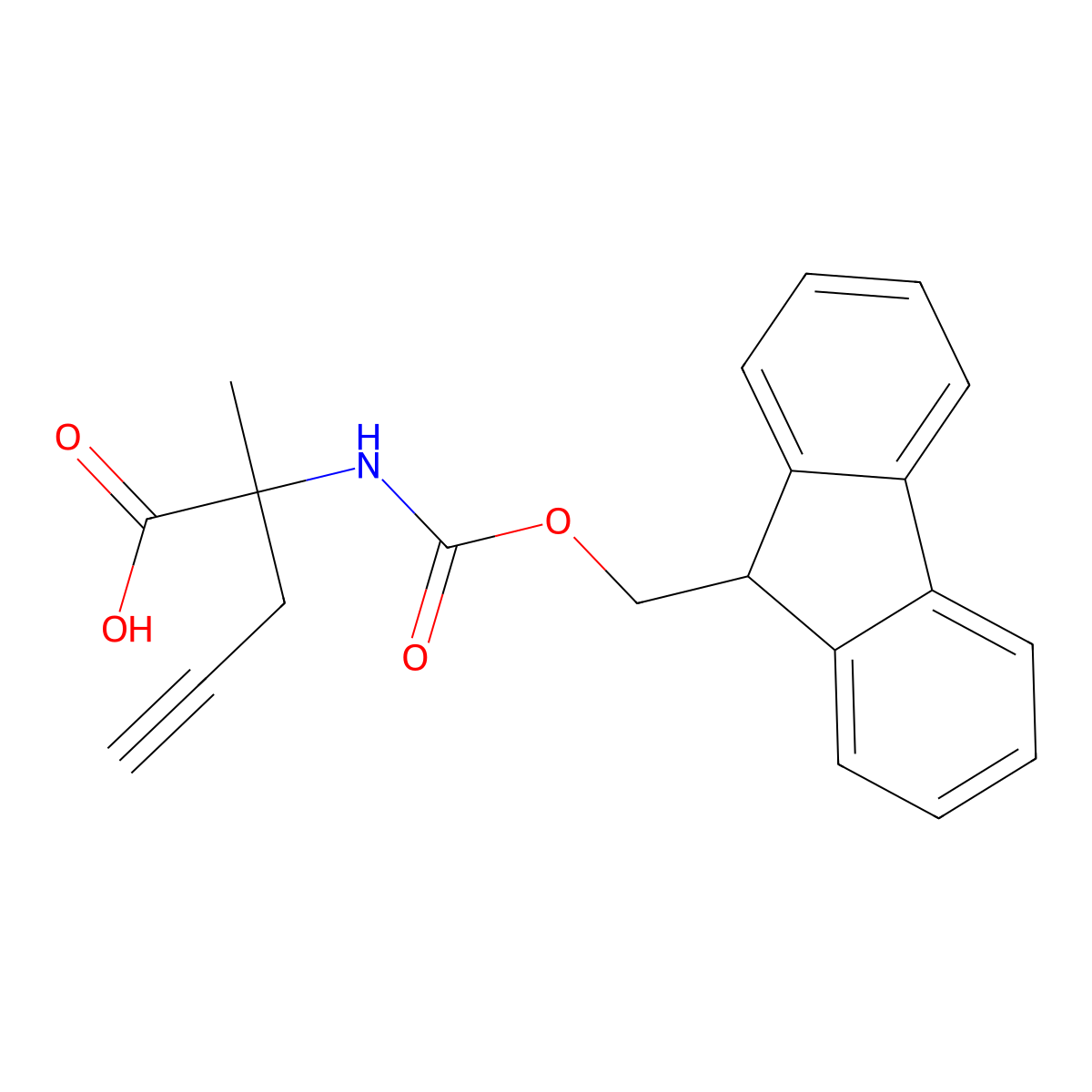 (2S)-2-[[(9H-Fluoren-9-ylmethoxy)carbonyl]amino]-2-methyl-4-pentynoic acid molecular structure, CAS 1198791-58-0