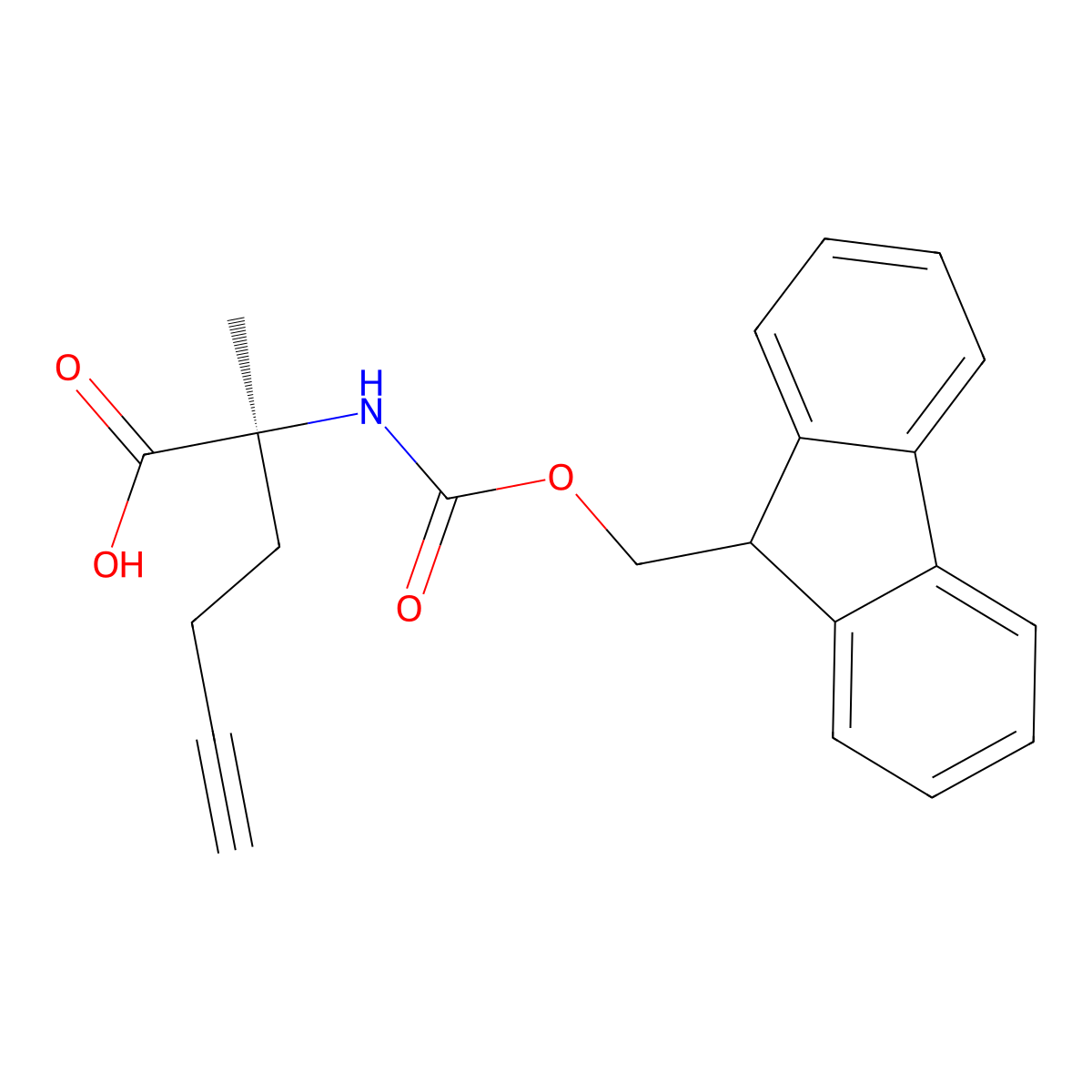 (S)-2-((((9H-Fluoren-9-yl)methoxy)carbonyl)amino)-2-methylhex-5-ynoic acid molecular structure, CAS 1198791-66-0