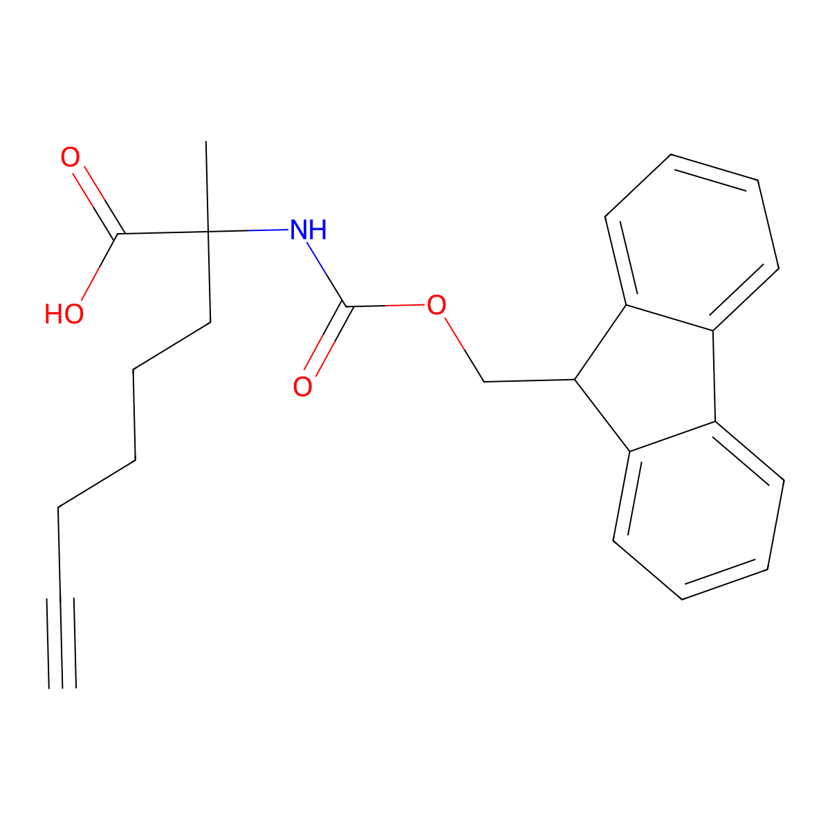 (R)-2-((((9H-Fluoren-9-YL)methoxy)carbonyl)amino)-2-methyloct-7-ynoic acid molecular structure, CAS 1198791-69-3