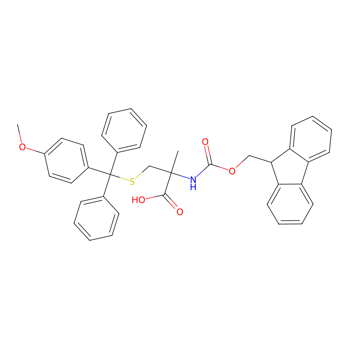 Fmoc-alpha-Me-L-Cys(Mmt)-OH molecular structure, CAS 1198791-74-0
