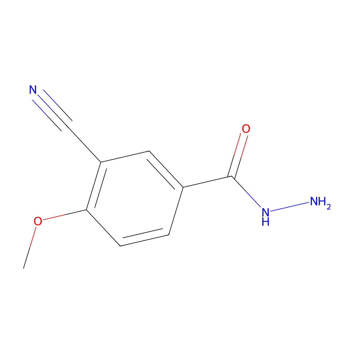 3-Cyano-4-methoxybenzohydrazide molecular structure, CAS 1198793-44-0