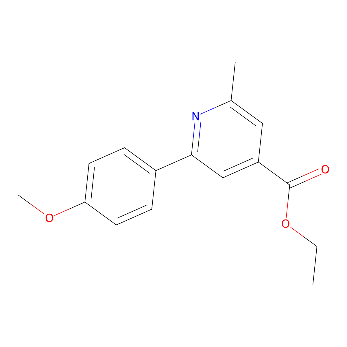 Ethyl 2-(4-methoxyphenyl)-6-methyl-4-pyridinecarboxylate molecular structure, CAS 1198793-53-1