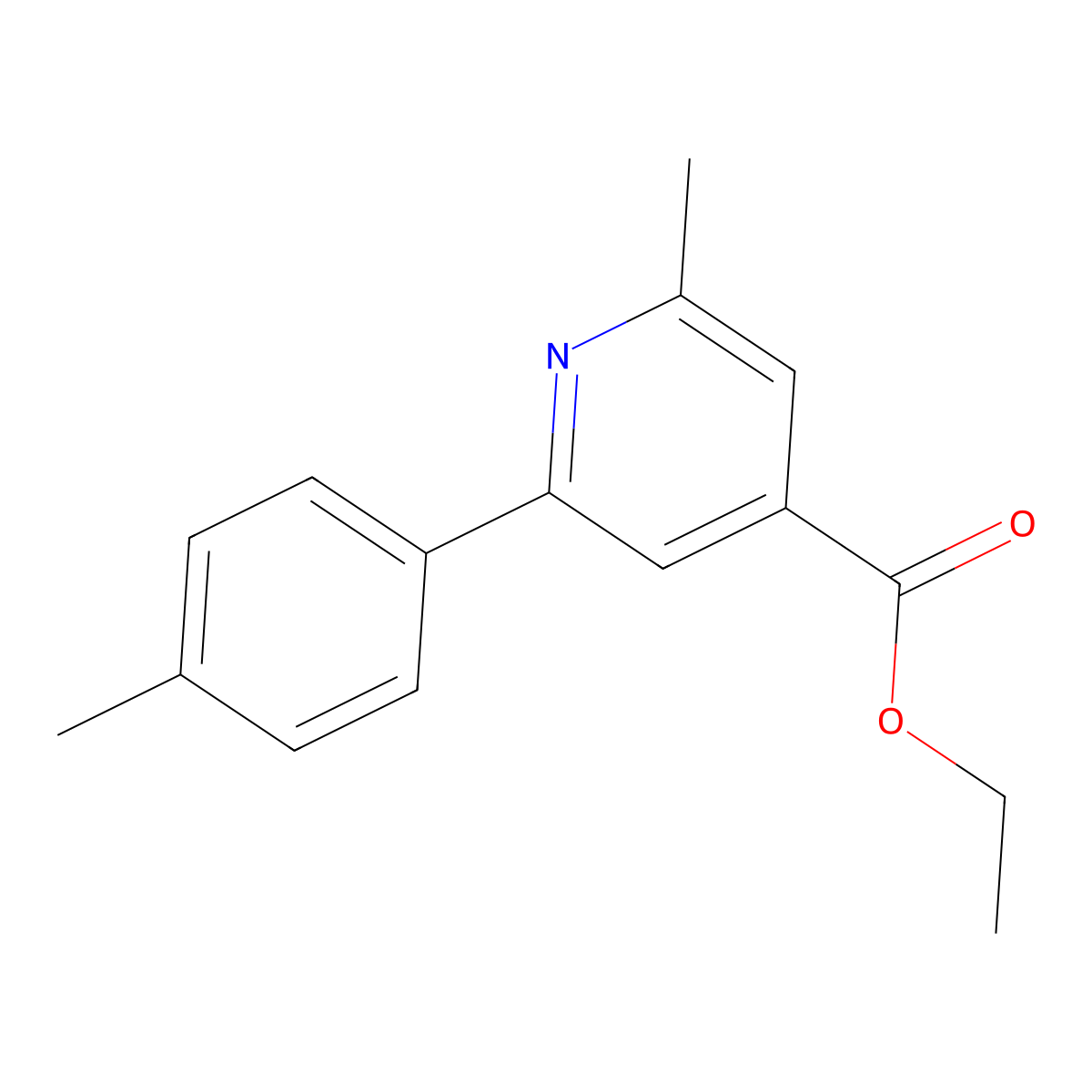 Ethyl 2-methyl-6-(4-methylphenyl)-4-pyridinecarboxylate molecular structure, CAS 1198793-61-1