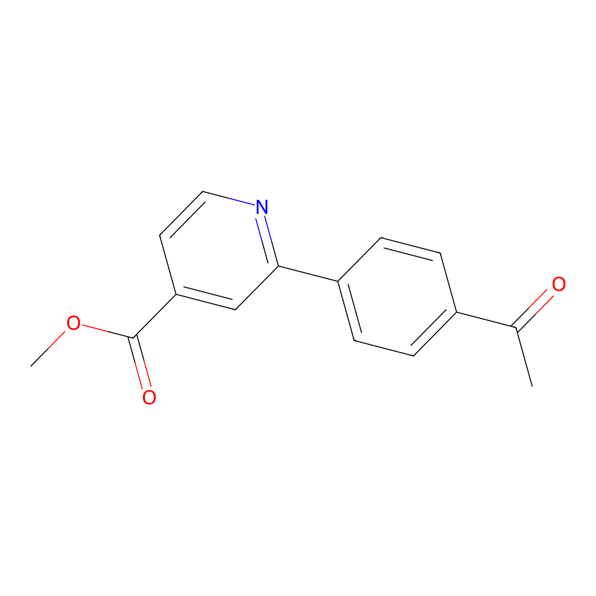 Methyl 2-(4-acetylphenyl)-4-pyridinecarboxylate molecular structure, CAS 1198793-74-6