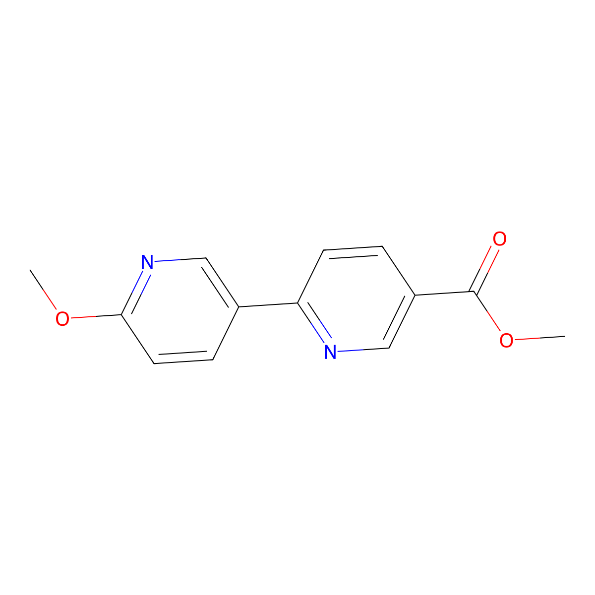 Methyl 6'-methoxy-[2,3'-bipyridine]-5-carboxylate molecular structure, CAS 1198793-83-7