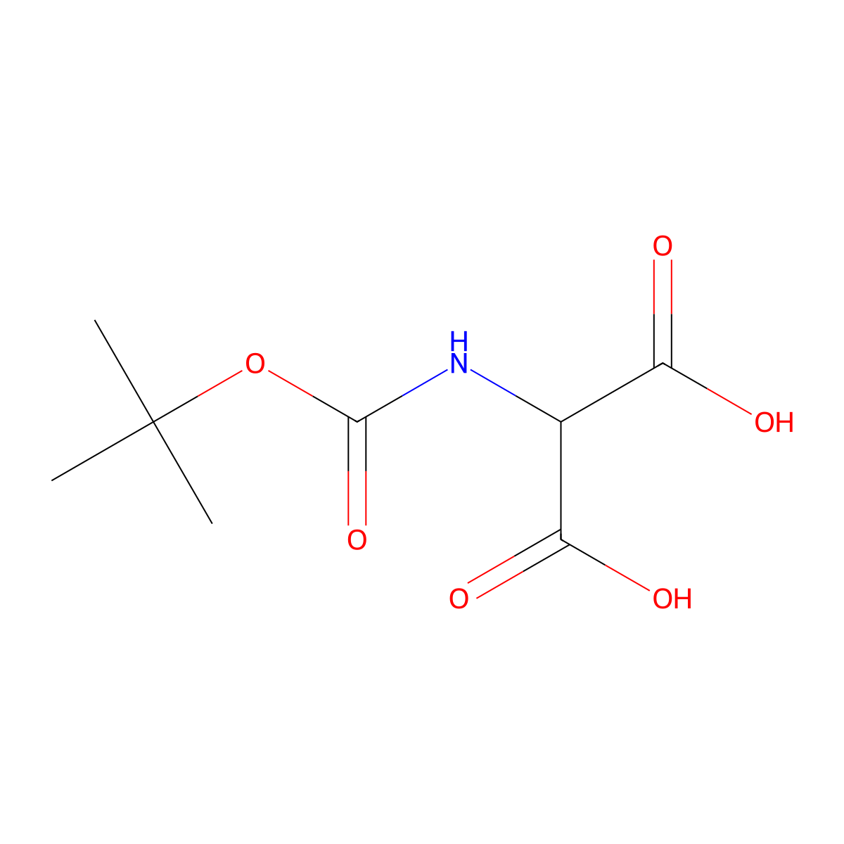 2-((tert-Butoxycarbonyl)amino)malonic acid molecular structure, CAS 119881-02-6
