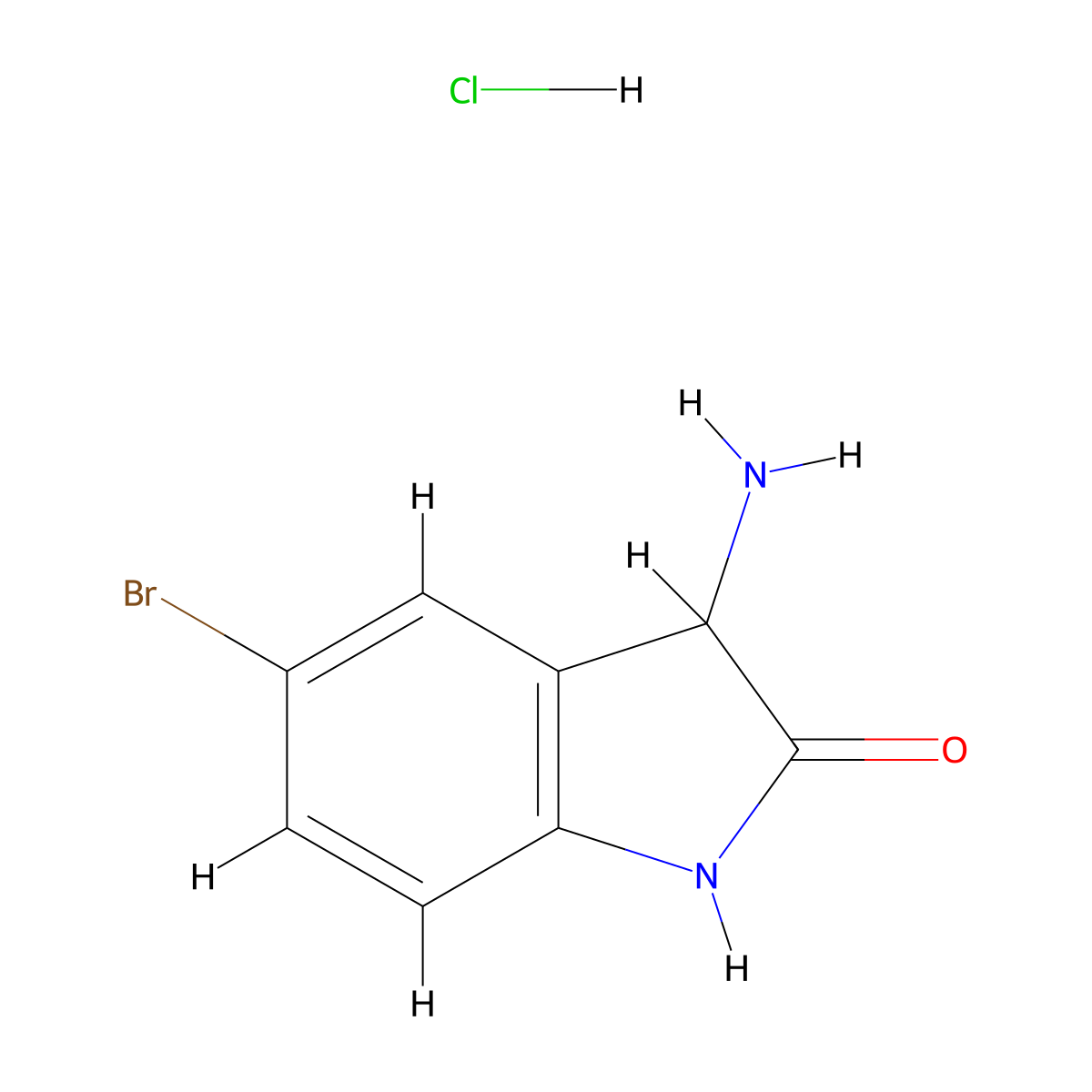 3-Amino-5-bromo-1,3-dihydro-2H-indol-2-one hydrochloride molecular structure, CAS 119884-84-3