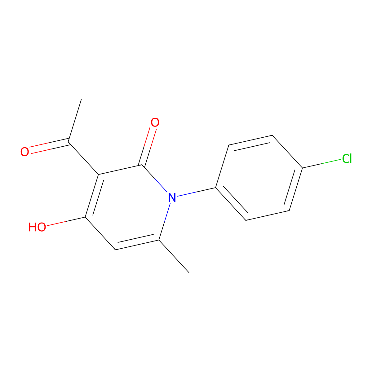 3-Acetyl-1-(4-chlorophenyl)-4-hydroxy-6-methylpyridin-2(1H)-one molecular structure, CAS 119887-91-1
