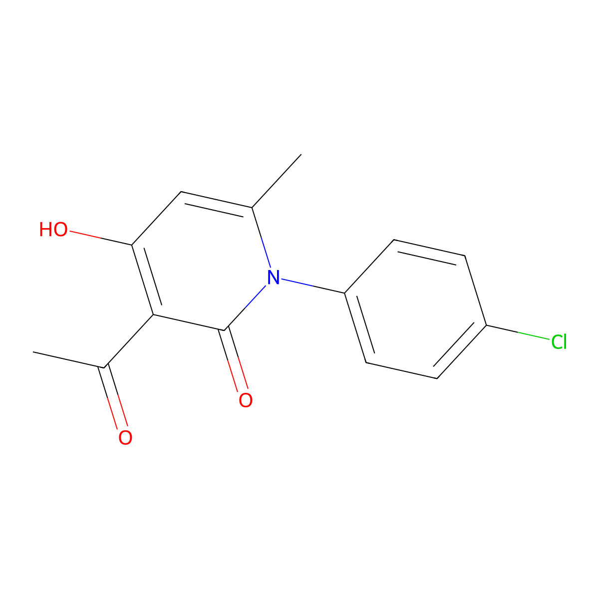 3-Acetyl-1-(4-chlorophenyl)-4-hydroxy-6-methylpyridin-2(1H)-one molecular structure, CAS 119887-91-1