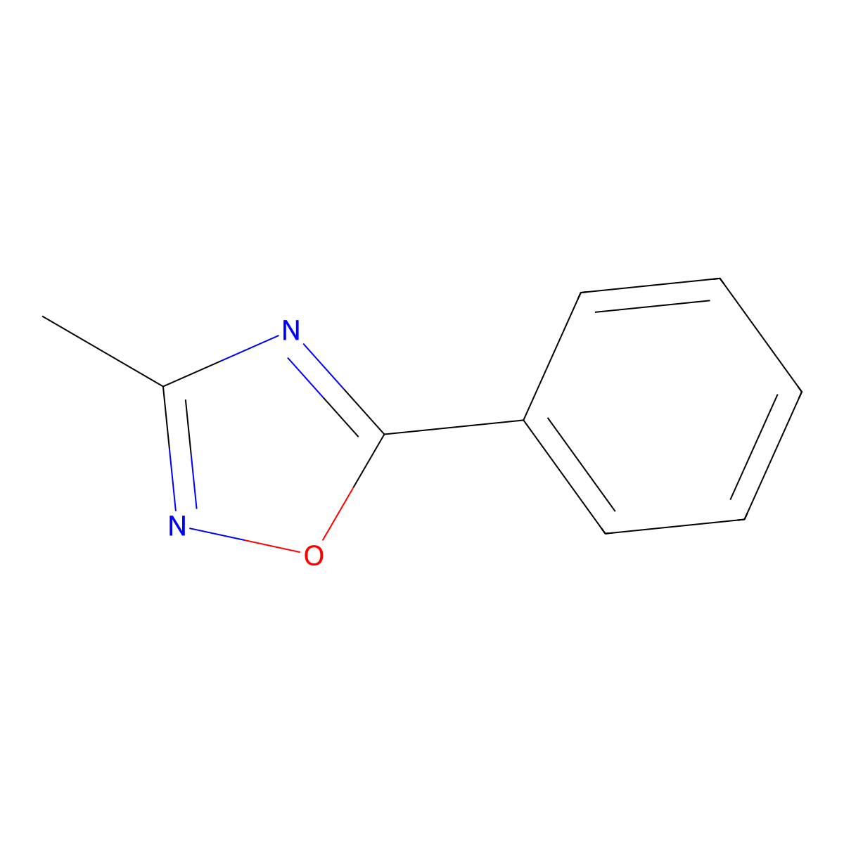 3-Methyl-5-phenyl-1,2,4-oxadiazole molecular structure, CAS 1199-00-4