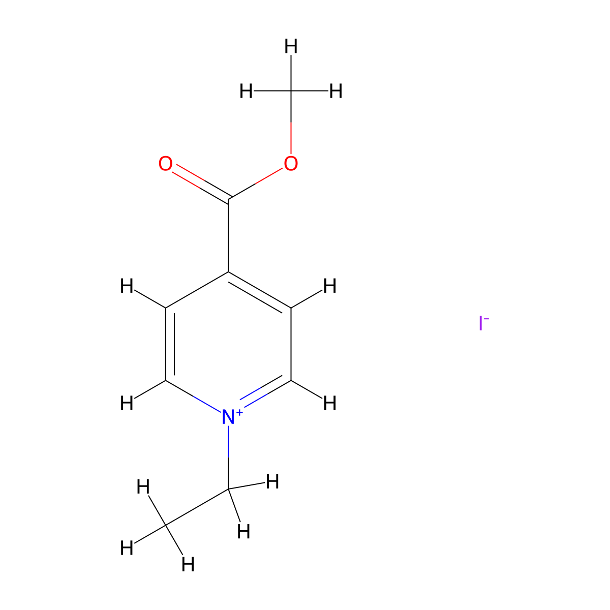 Pyridinium, 1-ethyl-4-(methoxycarbonyl)-, iodide (1:1) molecular structure, CAS 1199-65-1