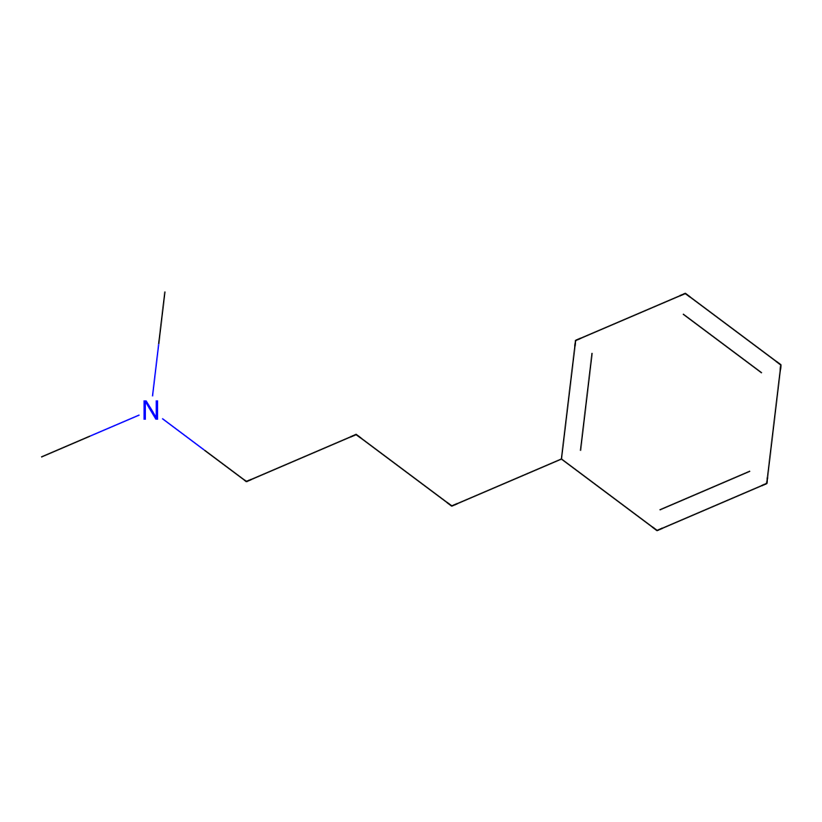 N,N-Dimethylbenzenepropanamine molecular structure, CAS 1199-99-1