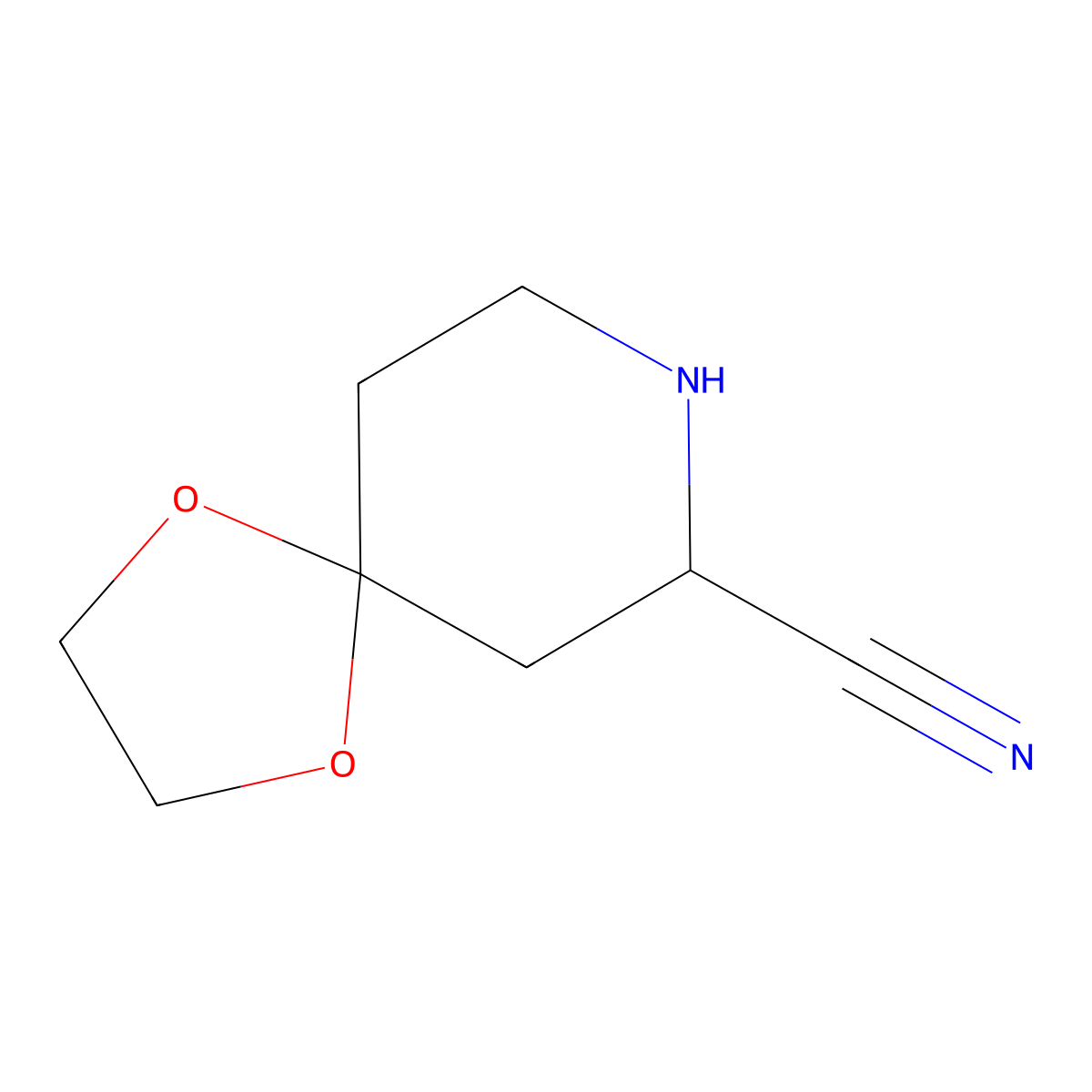 1,4-Dioxa-8-azaspiro[4.5]decane-7-carbonitrile molecular structure, CAS 119903-60-5