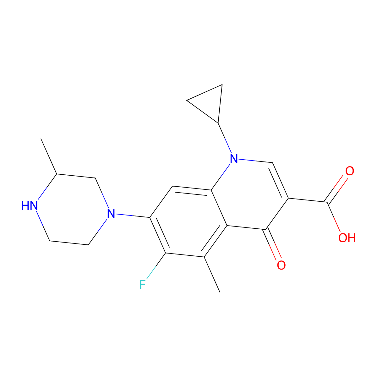 Grepafloxacin molecular structure, CAS 119914-60-2