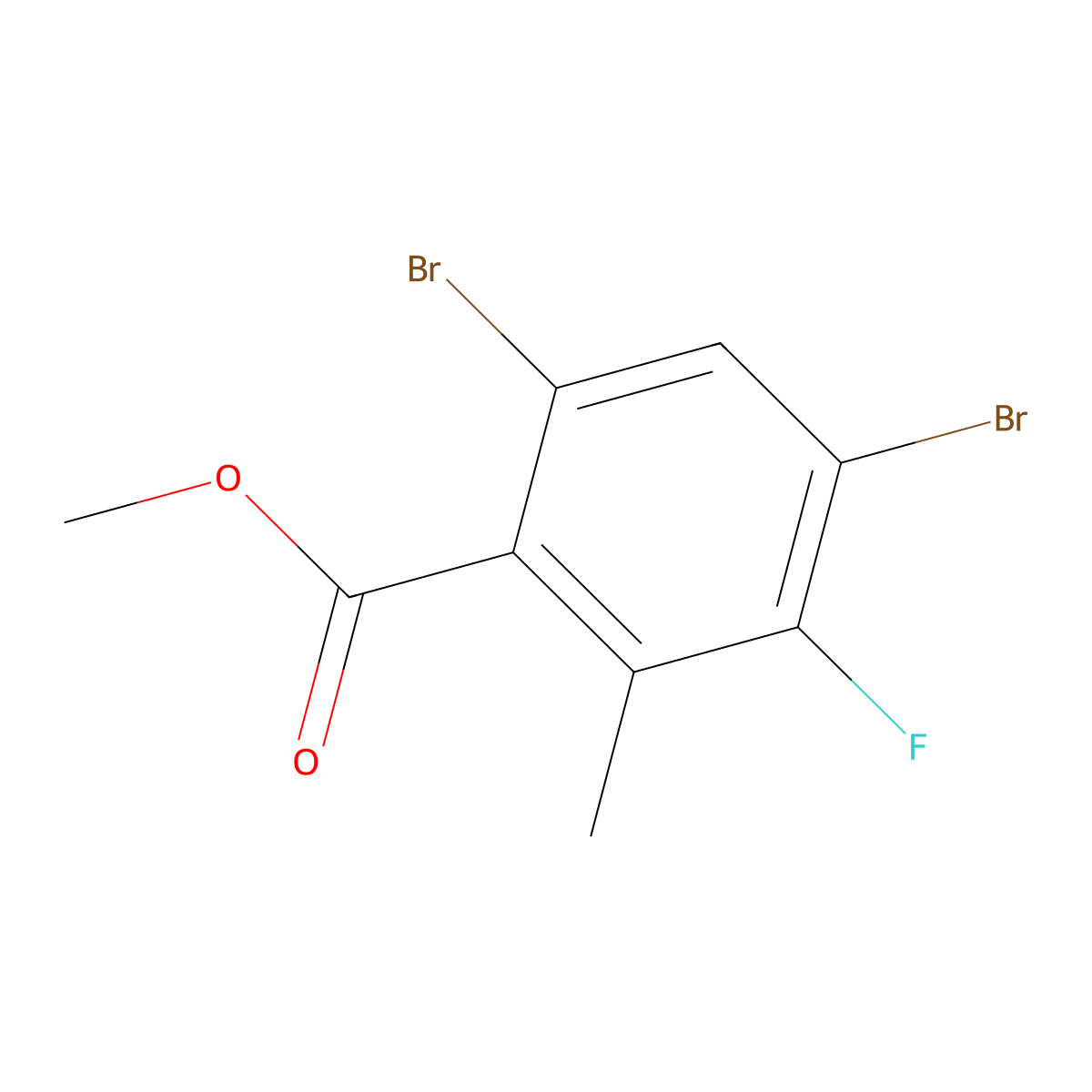4,6-Dibromo-3-fluoro-2-methyl-benzoic acid methylester molecular structure, CAS 119916-08-4