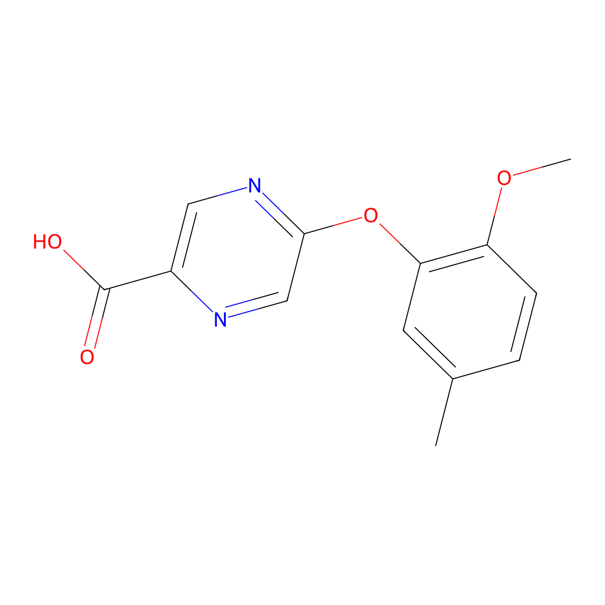 5-(2-Methoxy-5-methylphenoxy)pyrazine-2-carboxylic acid molecular structure, CAS 1199215-54-7