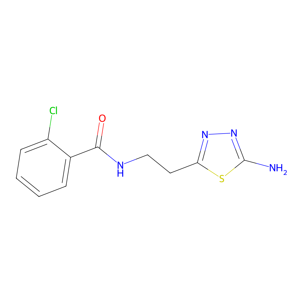 N-[2-(5-amino-1,3,4-thiadiazol-2-yl)ethyl]-2-chlorobenzamide molecular structure, CAS 1199215-72-9