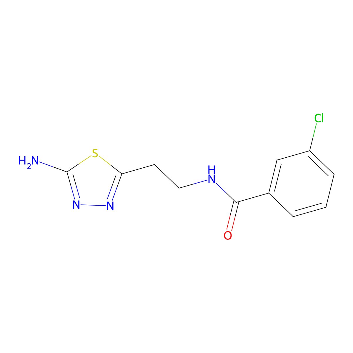 N-[2-(5-amino-1,3,4-thiadiazol-2-yl)ethyl]-3-chlorobenzamide molecular structure, CAS 1199215-76-3
