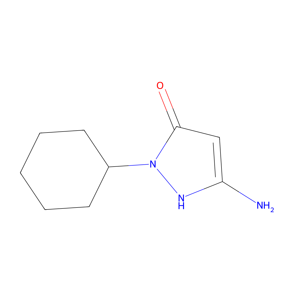 5-amino-2-cyclohexyl-1,2-dihydro-3H-pyrazol-3-one molecular structure, CAS 1199215-98-9