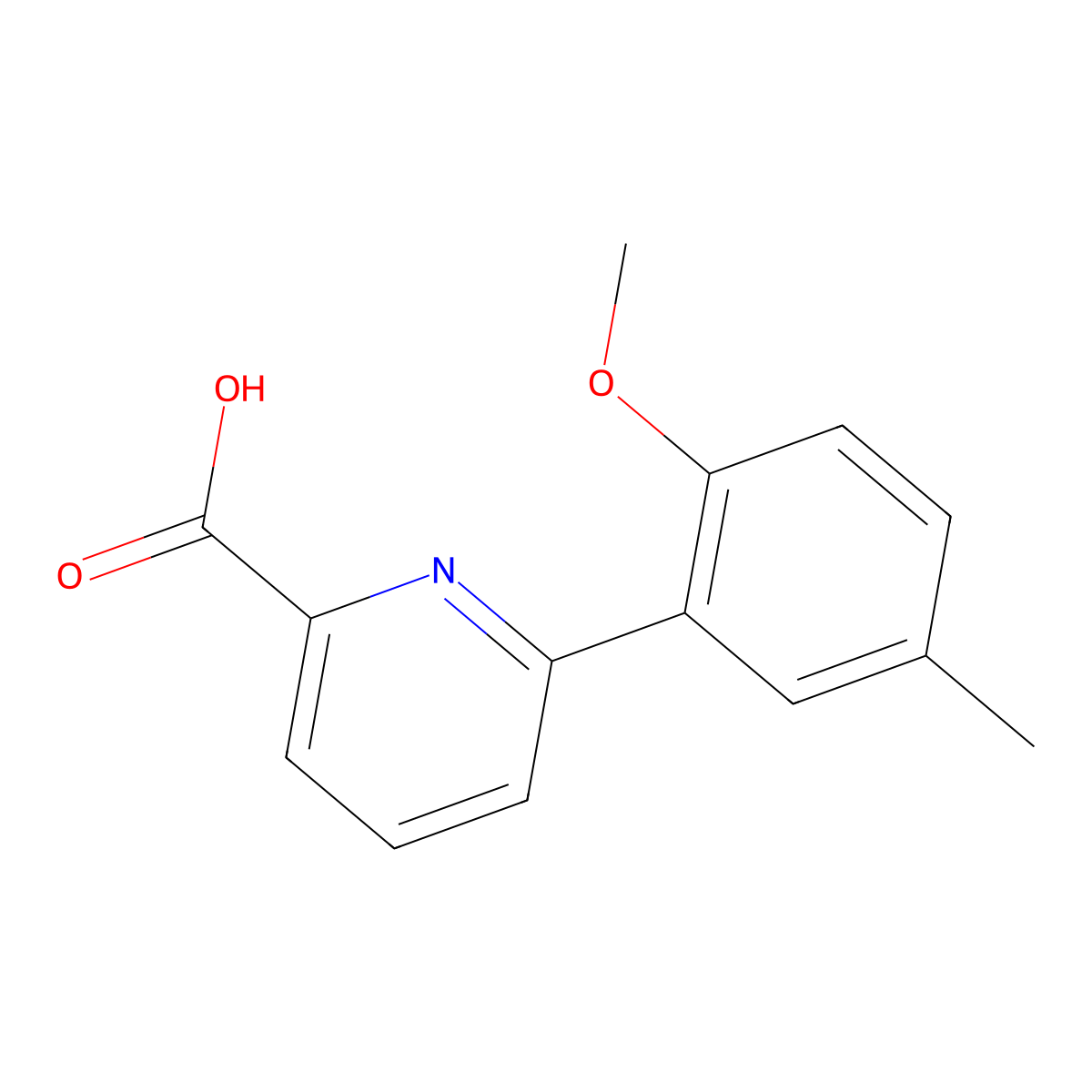 6-(2-Methoxy-5-methylphenyl)picolinic acid molecular structure, CAS 1199244-07-9