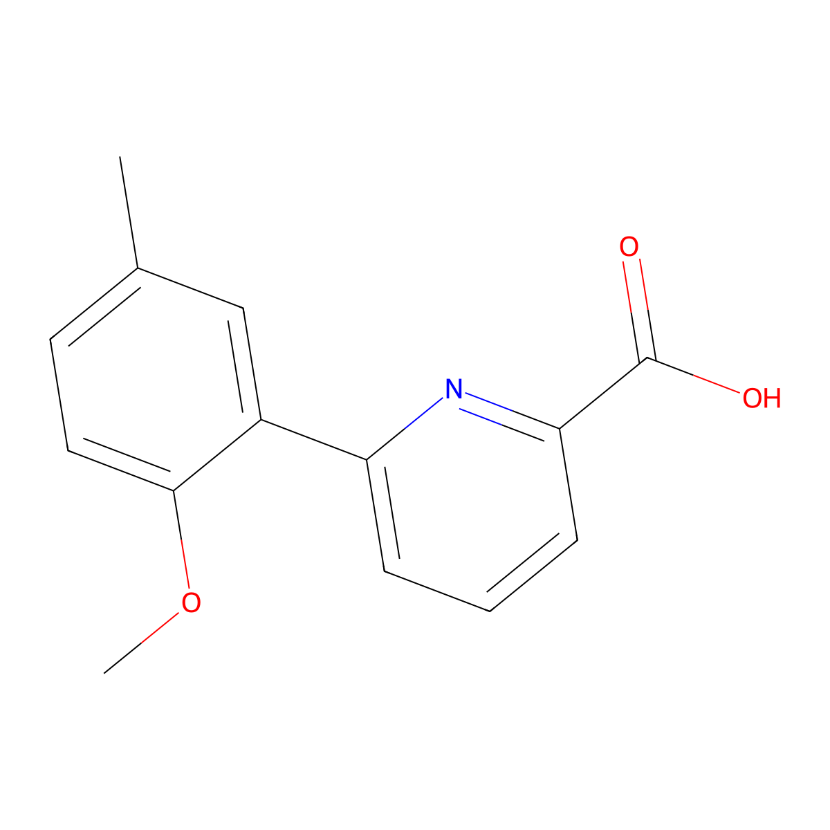 6-(2-Methoxy-5-methylphenyl)picolinic acid molecular structure, CAS 1199244-07-9