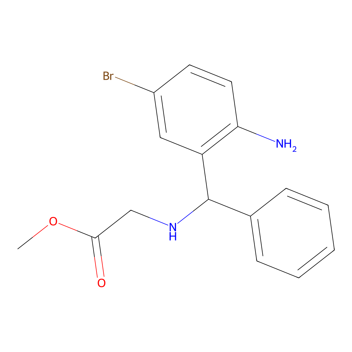 Methyl 2-[[(2-amino-5-bromophenyl)-phenylmethyl]amino]acetate molecular structure, CAS 119935-37-4