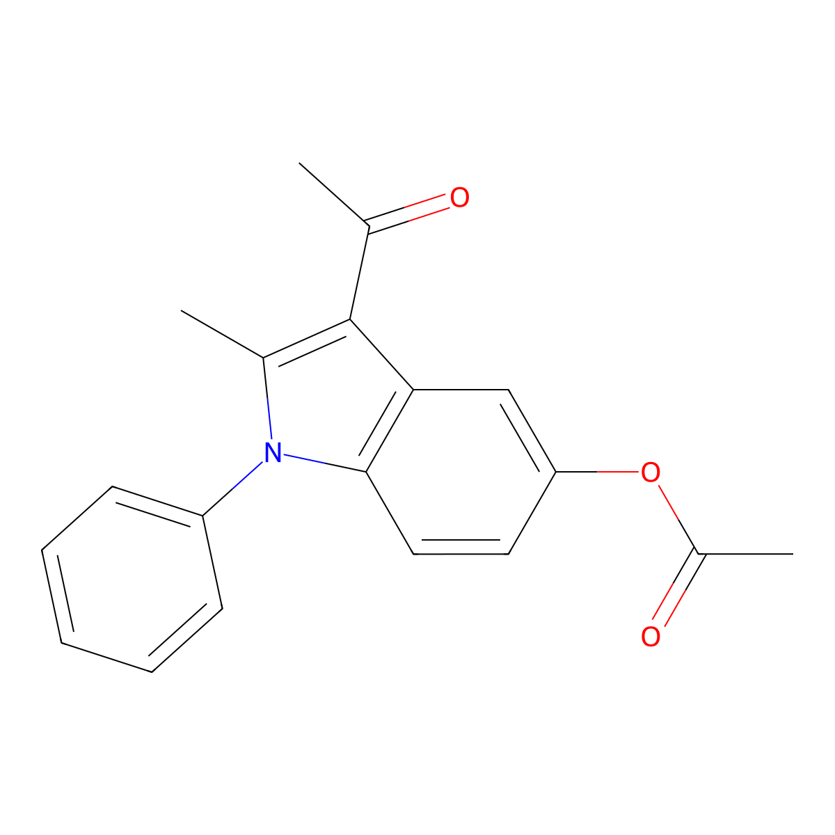 (3-Acetyl-2-methyl-1-phenylindol-5-yl) acetate molecular structure, CAS 119935-38-5