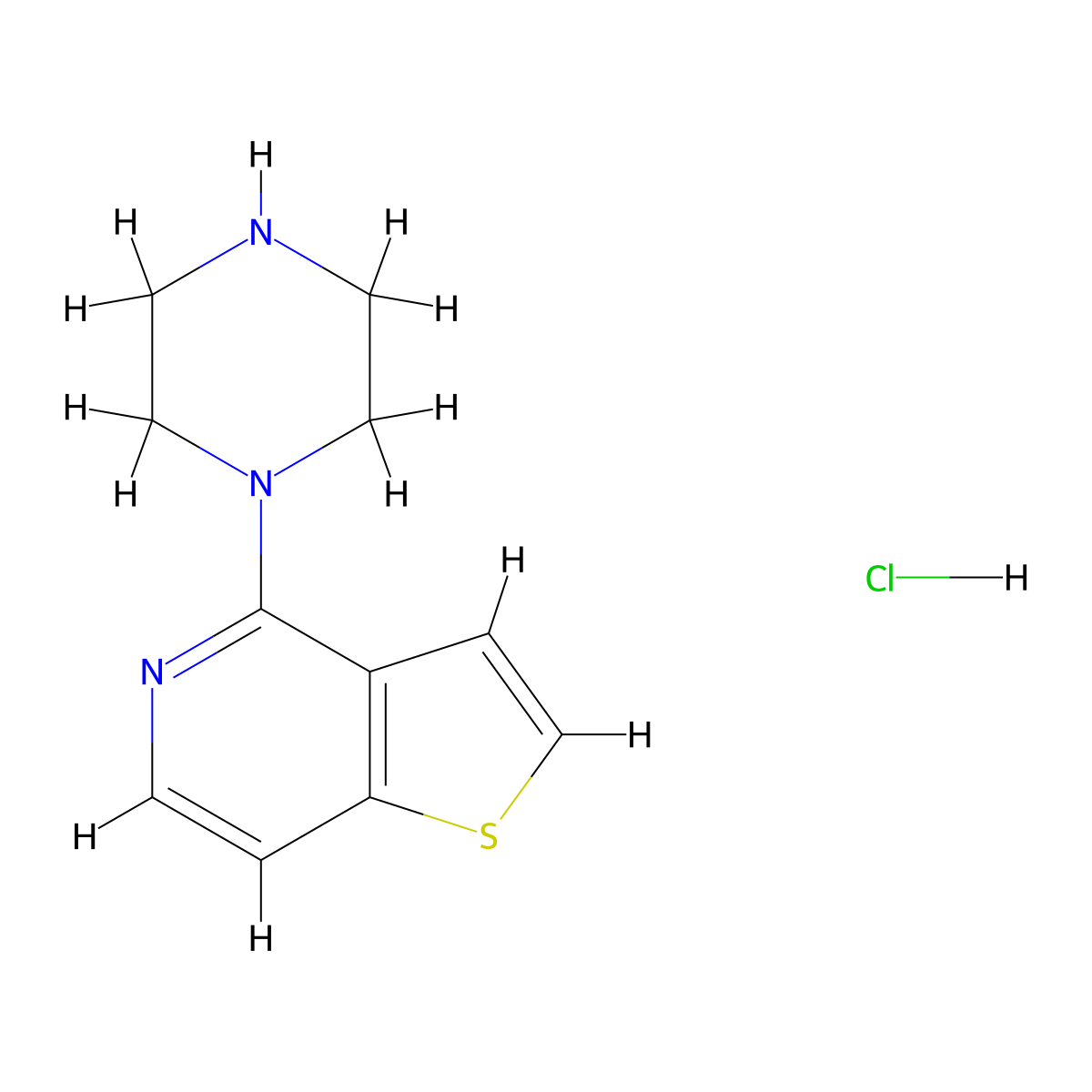 4-Piperazine-1-yl-thieno[2,3-c]pyridine hydrochloride molecular structure, CAS 119945-89-0
