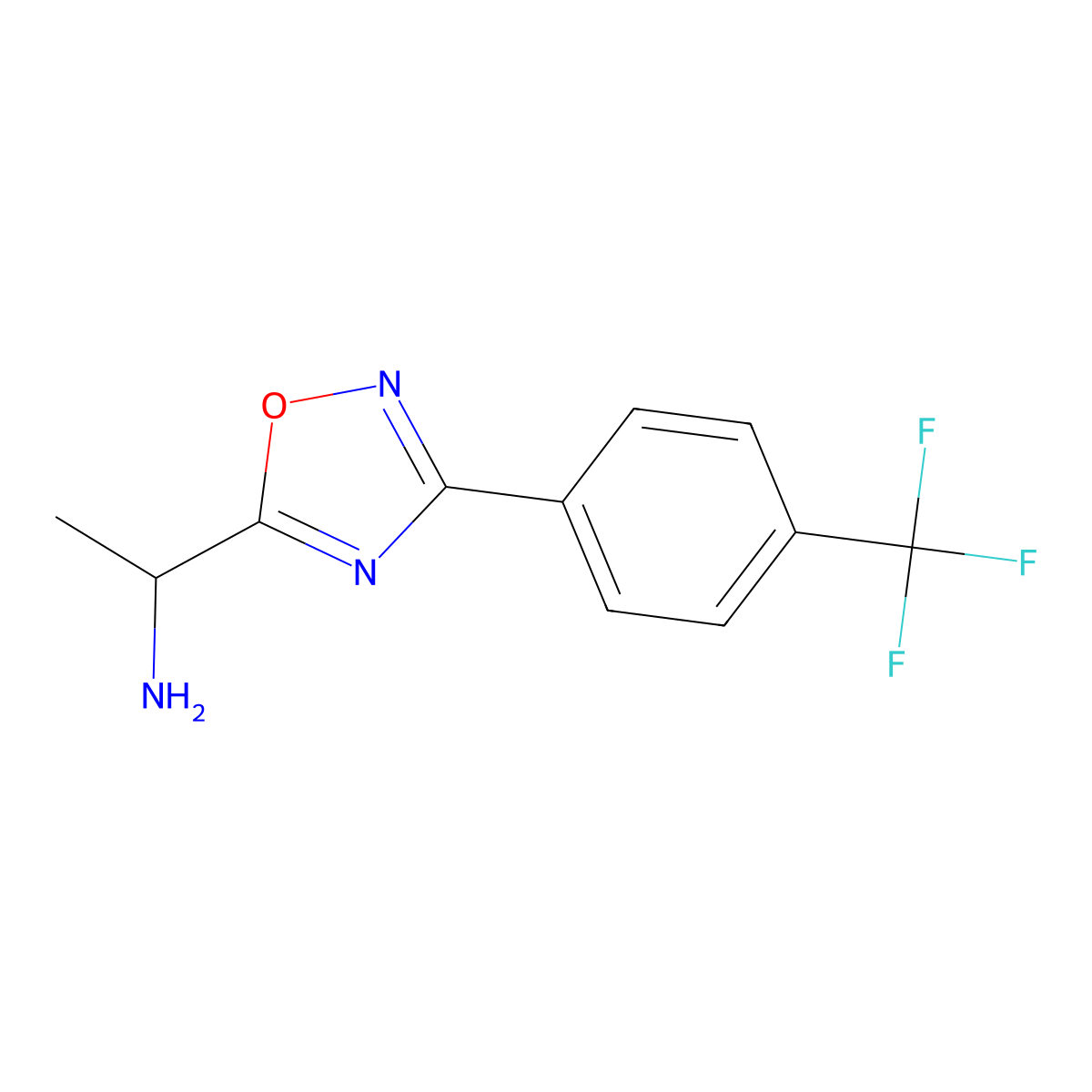 (1-{3-[4-(Trifluoromethyl)phenyl]-1,2,4-oxadiazol-5-yl}ethyl)amine molecular structure, CAS 1199481-13-4
