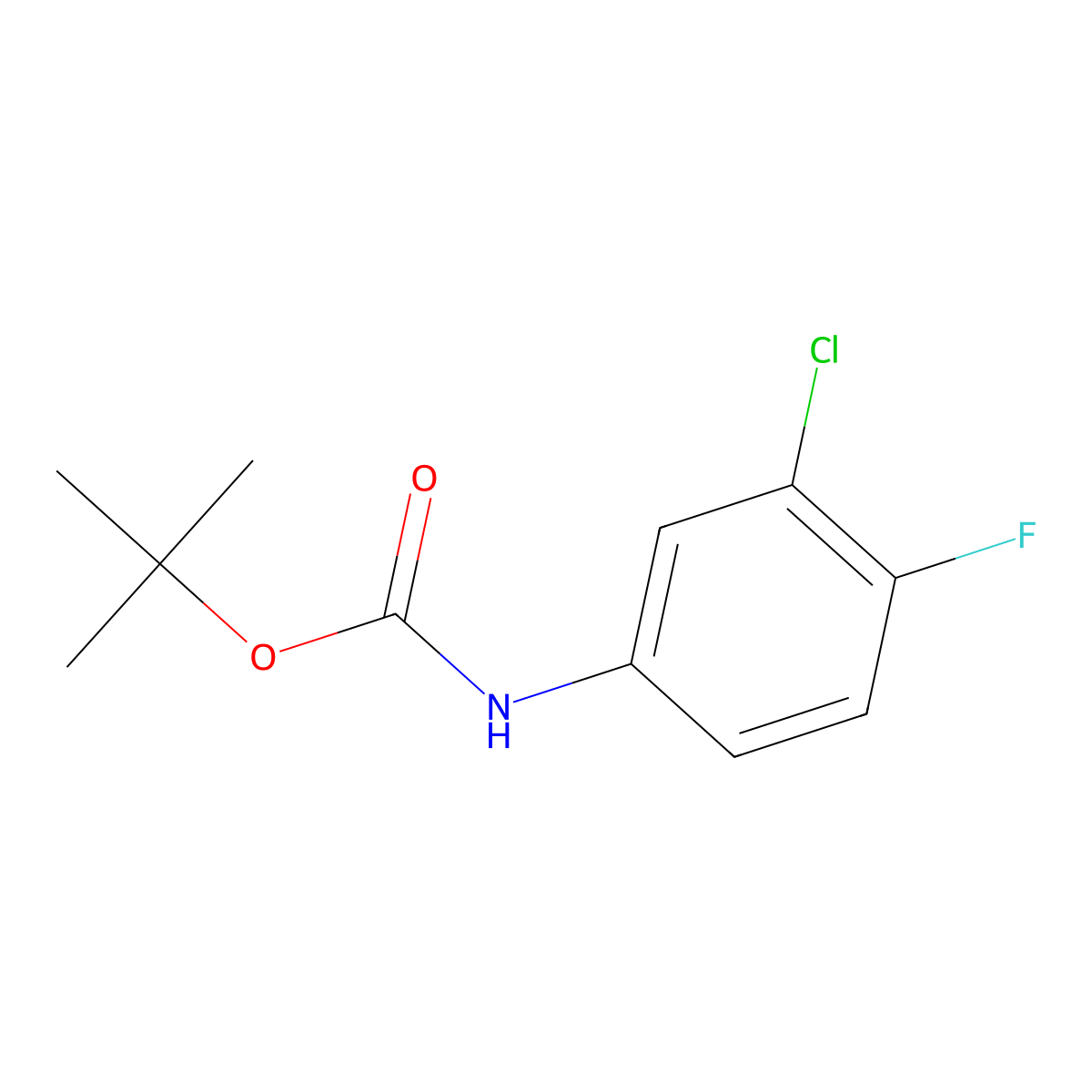 Tert-butyl (3-chloro-4-fluorophenyl)carbamate molecular structure, CAS 119951-96-1