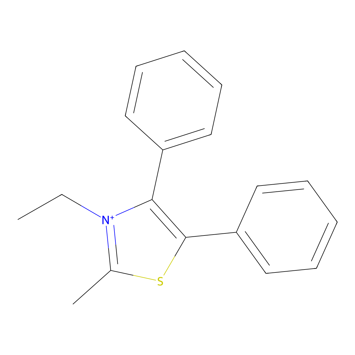 3-Ethyl-2-methyl-4,5-diphenyl-1,3-thiazol-3-ium molecular structure, CAS 119953-89-8