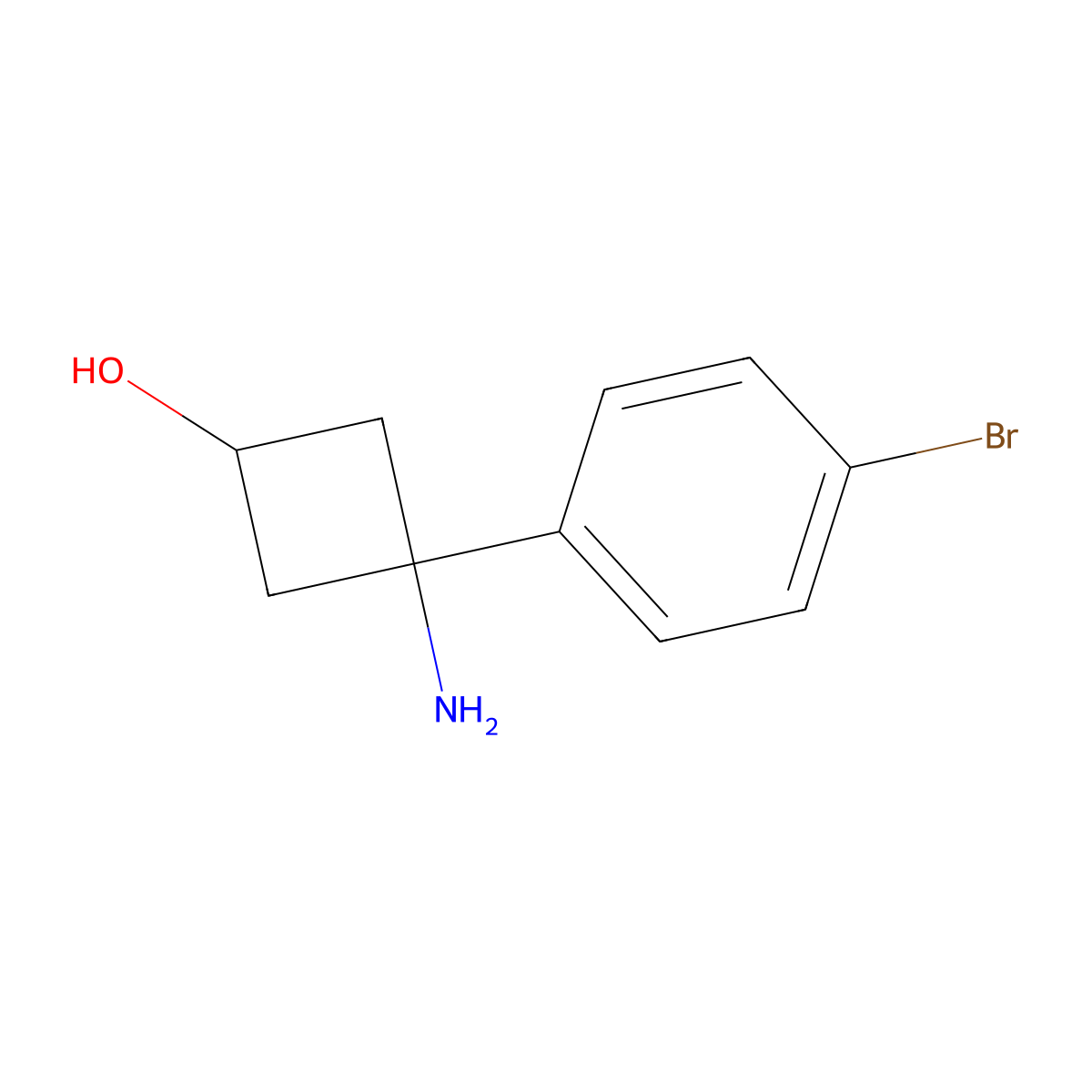 3-Amino-3-(4-bromophenyl)cyclobutanol molecular structure, CAS 1199556-66-5
