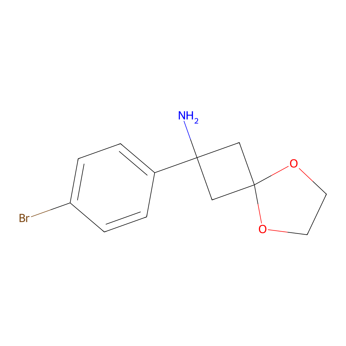 2-(4-Bromophenyl)-5,8-dioxaspiro[3.4]octan-2-amine molecular structure, CAS 1199556-85-8
