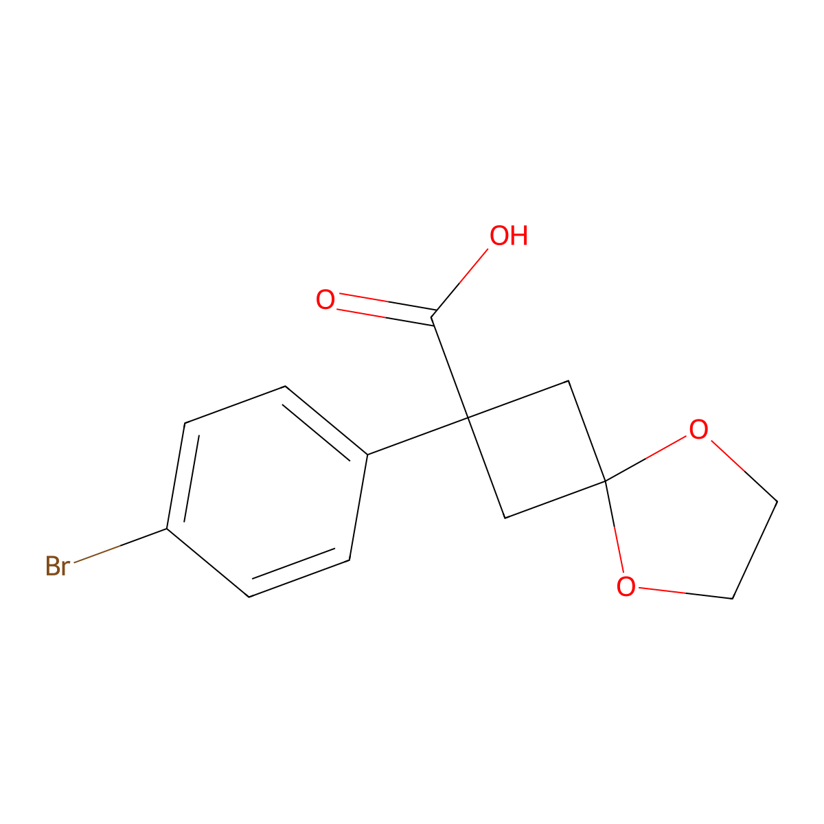 2-(4-Bromophenyl)-5,8-dioxaspiro[3.4]octane-2-carboxylic acid molecular structure, CAS 1199586-87-2