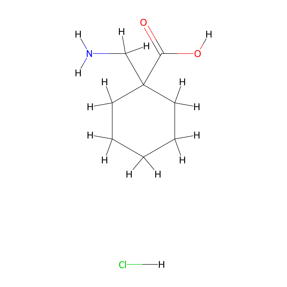 1-(Aminomethyl)cyclohexane-1-carboxylic acid hydrochloride molecular structure, CAS 1199589-63-3